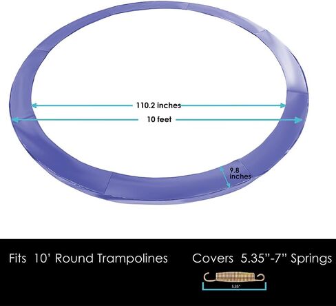 Trampoline Parts CO 8 FT 10 FT 12 FT 14 FT Universal Trampoline Spring Pad Cover Replacement, UV Resistant, Safety Foam Protection, Blue & Black Options, Compatible with Jumpzylla Trampolines in Kuwait