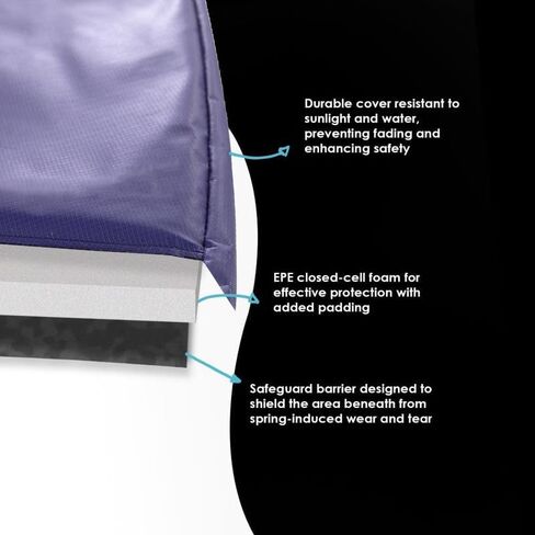 Trampoline Parts CO 8 FT 10 FT 12 FT 14 FT Universal Trampoline Spring Pad Cover Replacement, UV Resistant, Safety Foam Protection, Blue & Black Options, Compatible with Jumpzylla Trampolines in Kuwait