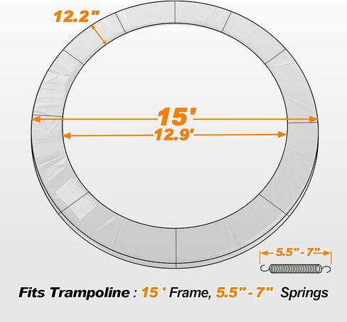 Exacme Upgraded Double-Sided Trampoline Pad 8 10 12 14 15 16ft, Replacement Safety Spring Cover Round, Waterproof Tear-Resistant, No Hole for Pole in Kuwait