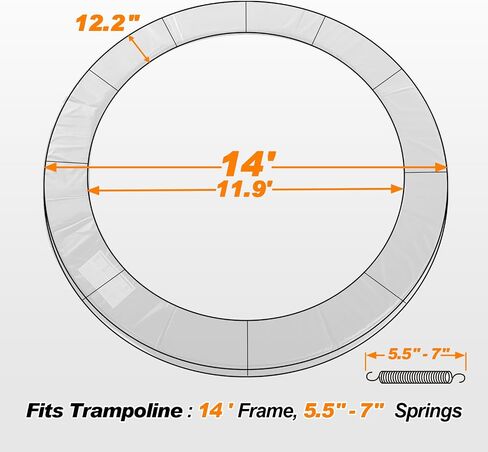 Exacme Upgraded Double-Sided Trampoline Pad 8 10 12 14 15 16ft, Replacement Safety Spring Cover Round, Waterproof Tear-Resistant, No Hole for Pole in Kuwait