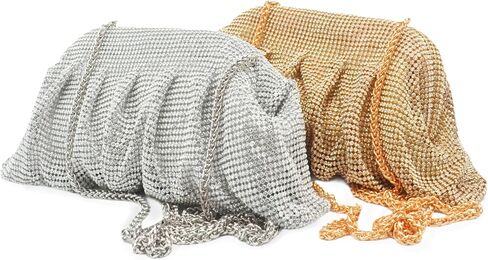 Miuco Rhinestone Clutch Purses For Women Crystal Evening Bag Dumpling Bags Handbag With Chain in Saudi Arabia