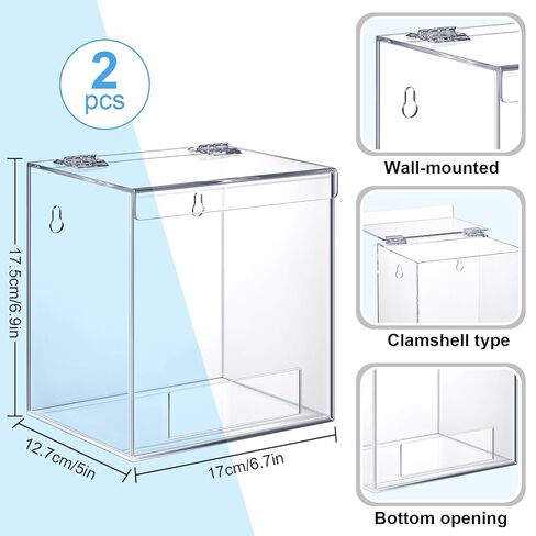 Kathfly 2 PCS موزع أكريليك للهش ، أكياس emesis ، حامل الحائط الصافي أكريليك لشبكات اللحية ، نظارات السلامة (6.9 × 6.7 × 5 بوصات) in Kuwait