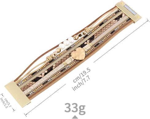 GelConnie Leather Wrap Bracelet Boho Cuff Bracelets Crystal Leather Bracelet Magnetic Multi Strand Bracelets Bohemian Bracelet Leather Wristbands Bangle Jewelry for Women Teen Wife Mother in Kuwait