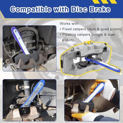 Brake Caliper Press Tool with 360 Degree Swing Ratchet, Brake Piston Compressor Tool, Brake Pad Spreader, Brake Caliper Press Ratchet with 2 Extra PCS Steel Plates Range from 1.57"-2.76", Red in Kuwait