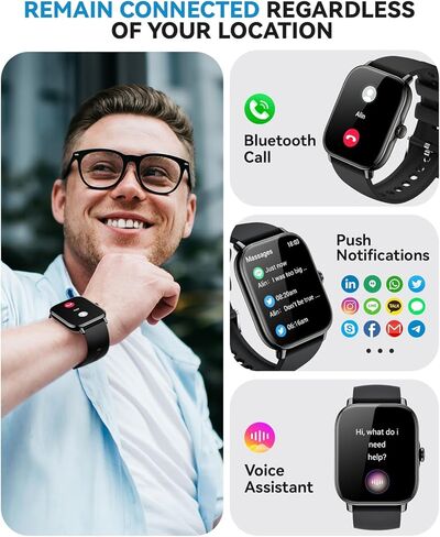 Watch Smart for Women Men - الإجابة/إجراء مكالمة ، ساعة Smartwatch Tracker للياقة البدنية لـ Android iPhone متوافقة ، دورة نوم للإناث ، مراقبة معدل ضربات القلب ، 110+ أوضاع رياضية خطوة (Blush Pink ، 1.83) in Kuwait