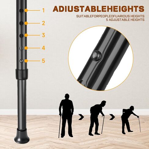 انليكون عصا مشي خفيفة الوزن قابلة للطي من الالومنيوم بسعة 250 باوند، عصا مشي بثلاثة ارجل مع مقبض، عصا سفر مع مقعد للبالغين (فضي) in Kuwait