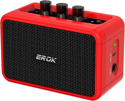 EROK Mini Electric Guitar Amplifier, with Clean Overdrive Effects,Support BT/Headphone Connection,5W Indoor Music Pratice Speaker (Red) in Kuwait