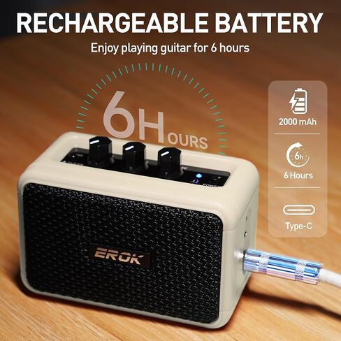 EROK Mini Electric Guitar Amplifier, with Clean Overdrive Effects,Support BT/Headphone Connection,5W Indoor Music Pratice Speaker (Red) in Kuwait