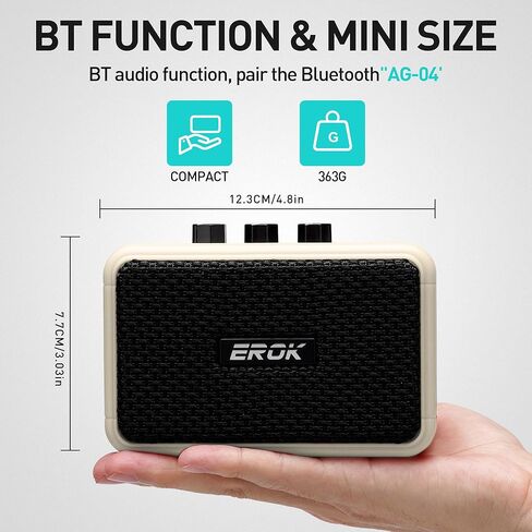 EROK Mini Electric Guitar Amplifier, with Clean Overdrive Effects,Support BT/Headphone Connection,5W Indoor Music Pratice Speaker (Red) in Kuwait
