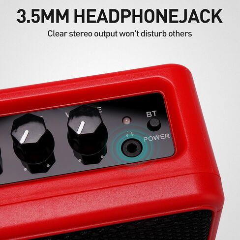 EROK Mini Electric Guitar Amplifier, with Clean Overdrive Effects,Support BT/Headphone Connection,5W Indoor Music Pratice Speaker (Red) in Kuwait