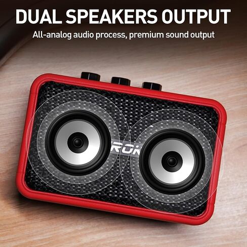 EROK Mini Electric Guitar Amplifier, with Clean Overdrive Effects,Support BT/Headphone Connection,5W Indoor Music Pratice Speaker (Red) in Kuwait