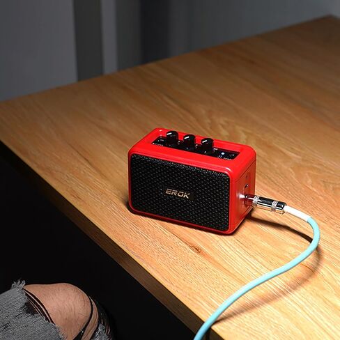 EROK Mini Electric Guitar Amplifier, with Clean Overdrive Effects,Support BT/Headphone Connection,5W Indoor Music Pratice Speaker (Red) in Kuwait