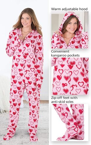 Pajamagram Womens Onesie - Pajamas البالغين ، هوديي فوتي ، Zip Front in Kuwait
