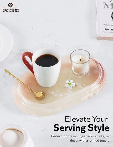 Marble Oval Tray 9.75 Inch Green Handmade Cafeteria and Food Tray for Kitchen Countertop, Ideal Decorative Stone Trays for Perfume, Jewelry - Coffee Table Centerpieces for Dining Room in Saudi Arabia
