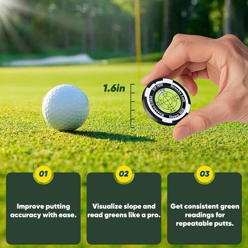 Greennav PRO-High Disision Golf Green Reader & Golf Ball Marker مع مستوى الفقاعة الأفقية ، والمنحدر الأساسي وقراءة خط القراءة ، وملحقات الجولف للرجال نساء in Kuwait