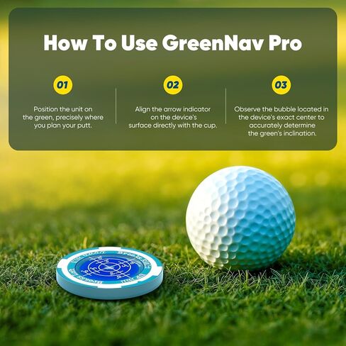GreenNav Pro-High Precision Golf Green Reader & Golf Ball Marker with Horizontal Bubble Level, Essential Slope & Putt Line Reading Aid, Golf Accessories for Men Women in Saudi Arabia