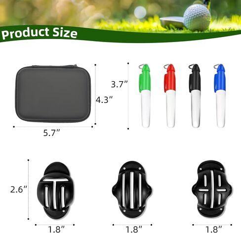 Golf Ball Marker Set with Carry Case, 3 Golf Ball Marking Stencils and 4 Color Golf Ball Markers, Golf Ball Marker Liner Marker, Golf Ball Alignment Marking Tool in Saudi Arabia