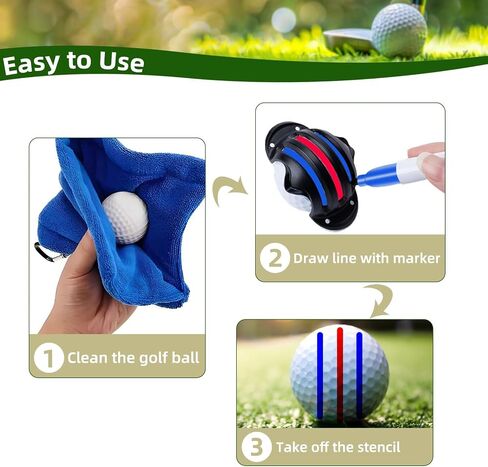 Golf Ball Marker Set with Carry Case, 3 Golf Ball Marking Stencils and 4 Color Golf Ball Markers, Golf Ball Marker Liner Marker, Golf Ball Alignment Marking Tool in Saudi Arabia