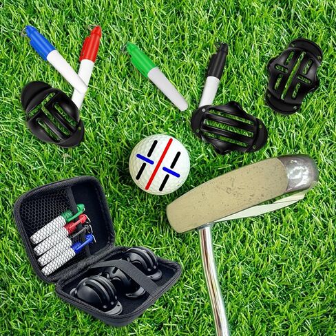 Golf Ball Marker Set with Carry Case, 3 Golf Ball Marking Stencils and 4 Color Golf Ball Markers, Golf Ball Marker Liner Marker, Golf Ball Alignment Marking Tool in Saudi Arabia