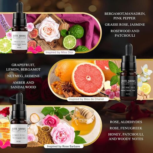 Elite Hotel Fragrance Oils Gift Set (3 Pack) - Midnight Aura, Divine Essence, Global Opulence - Luxury Hotel Scents for Diffusers & Aromatherapy - 0.3 in Saudi Arabia
