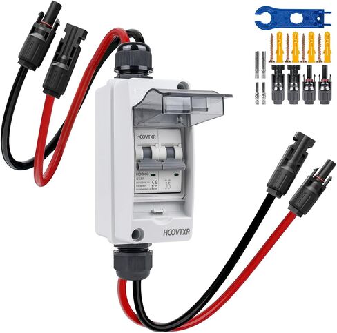 63 Amp Solar Panel Disconnect Switch,1000 VDC Solar Circuit Breaker with PV Cable,IP65 Disconnect Box Outdoor for Solar Power Panels in Saudi Arabia