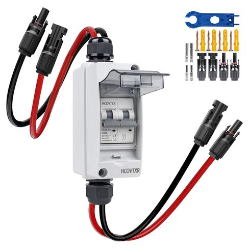 63 Amp Solar Panel Disconnect Switch,1000 VDC Solar Circuit Breaker with PV Cable,IP65 Disconnect Box Outdoor for Solar Power Panels in Saudi Arabia