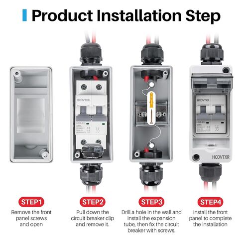 63 Amp Solar Panel Disconnect Switch,1000 VDC Solar Circuit Breaker with PV Cable,IP65 Disconnect Box Outdoor for Solar Power Panels in Saudi Arabia
