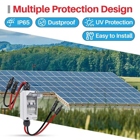 63 Amp Solar Panel Disconnect Switch,1000 VDC Solar Circuit Breaker with PV Cable,IP65 Disconnect Box Outdoor for Solar Power Panels in Saudi Arabia