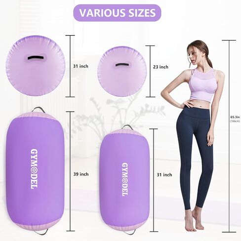 Air Roller Gymnastics Barrel Inflatable Tumbling Roller Air Mat, Air Barrel Gymnastics Tumble Track Mat with Pump for Backhandspring/Training Cheerleading/Yoga/Home and Outdoor Use in Saudi Arabia