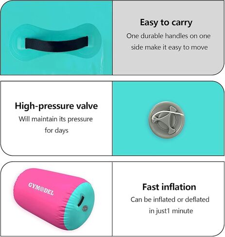 Air Roller Gymnastics Barrel Inflatable Tumbling Roller Air Mat, Air Barrel Gymnastics Tumble Track Mat with Pump for Backhandspring/Training Cheerleading/Yoga/Home and Outdoor Use in Saudi Arabia