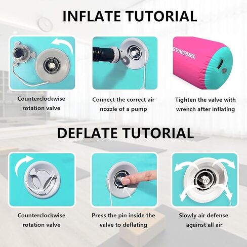 Air Roller Gymnastics Barrel Inflatable Tumbling Roller Air Mat, Air Barrel Gymnastics Tumble Track Mat with Pump for Backhandspring/Training Cheerleading/Yoga/Home and Outdoor Use in Saudi Arabia