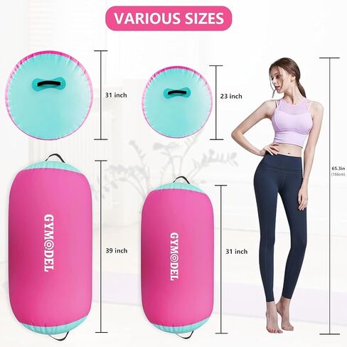 Air Roller Gymnastics Barrel Inflatable Tumbling Roller Air Mat, Air Barrel Gymnastics Tumble Track Mat with Pump for Backhandspring/Training Cheerleading/Yoga/Home and Outdoor Use in Saudi Arabia