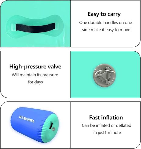 Air Roller Gymnastics Barrel Inflatable Tumbling Roller Air Mat, Air Barrel Gymnastics Tumble Track Mat with Pump for Backhandspring/Training Cheerleading/Yoga/Home and Outdoor Use in Saudi Arabia