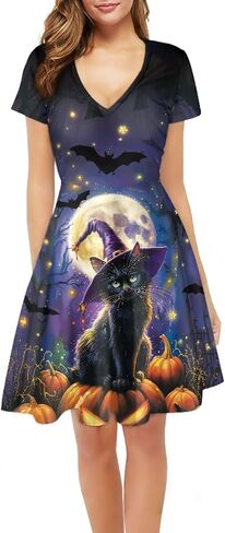 Xpyiqun Women Summer Dress A-line Party Dance Dresses 1/4 Sleeve T-shirt Dress in Saudi Arabia