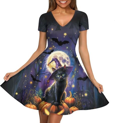 Xpyiqun Women Summer Dress A-line Party Dance Dresses 1/4 Sleeve T-shirt Dress in Saudi Arabia