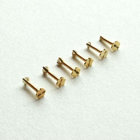 1.40mm - 2.5mm/0.01ct - 0.06 ct diamond 14k أصفر/أبيض/وردة الذهب دبوس الأنف | معتمدة G Color VS2-SI1 Clarity Three Prong 16G L Wire Percing Jewelery ، spish spertum stud for Women in Saudi Arabia