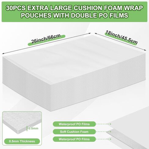30 pcs 20 × 20 بوصة أكياس رغوة كبيرة كبيرة ، أكياس رغوة وسادة لتحريكها ، وحقيبة تغليف اللوازم المتحركة للأطباق الكبيرة ، والكتاب ، وإطار الصور ، والأعمال الفنية القماشية ، والعناصر الهشة in Saudi Arabia