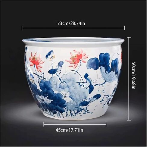 Small Fish Tank Chinese Hand-Painted Ceramic Fish Tank, Water Lily Basin, Lotus Tank, Turtle Tank, Living Room, Outdoor Large Water Tank, Courtyard Fish Tank Kit(Small) in Saudi Arabia