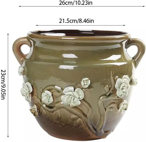Small Fish Tank Living Room Fish Tank Ceramic Flower Pot Indoor Household Turtle Tank Courtyard Aquatic Plant Tank with Handle Fish Tank Kit in Kuwait