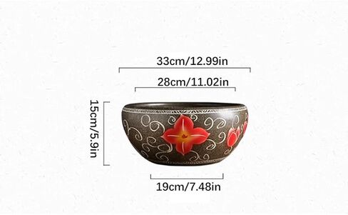Small Fish Tank Ceramic Goldfish Tank Desktop Fish Breeding Balcony Fish Tank Turtle Tank Flower Pot Home Living Room Fish Tank Kit(Medium) in Kuwait