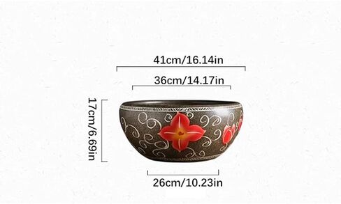 Small Fish Tank Ceramic Goldfish Tank Desktop Fish Breeding Balcony Fish Tank Turtle Tank Flower Pot Home Living Room Fish Tank Kit(Medium) in Kuwait