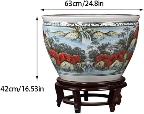 Small Fish Tank Retro Fish Tank Ceramic Fish Tank Living Room Office Turtle Tank Courtyard Water Tank Ornaments Painting and Calligraphy Tank Fish Tank Kit(Small) in Saudi Arabia
