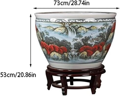 Small Fish Tank Retro Fish Tank Ceramic Fish Tank Living Room Office Turtle Tank Courtyard Water Tank Ornaments Painting and Calligraphy Tank Fish Tank Kit(Small) in Saudi Arabia