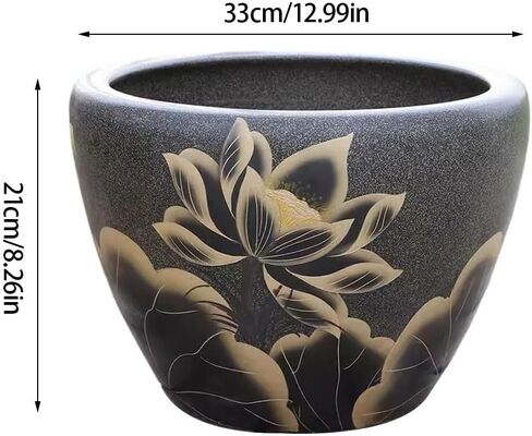 Small Fish Tank Ceramic Fish Tank Living Room Courtyard Fish Tank Turtle Ecological Tank Household Floor-Standing Flower Pot Fish Tank Kit(A,Medium) in Saudi Arabia