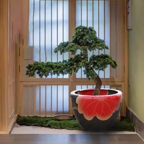 Small Fish Tank Ceramic Fish Tank Living Room Courtyard Fish Tank Turtle Ecological Tank Household Floor-Standing Flower Pot Fish Tank Kit(A,Medium) in Saudi Arabia