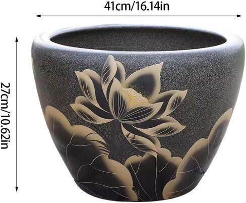 Small Fish Tank Ceramic Fish Tank Living Room Courtyard Fish Tank Turtle Ecological Tank Household Floor-Standing Flower Pot Fish Tank Kit(A,Medium) in Saudi Arabia