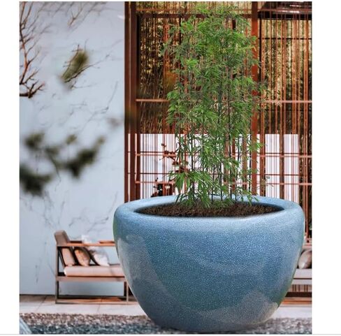 Small Fish Tank Ice Crack Ceramic Fish Tank Goldfish Tank Turtle Tank Water Lily Basin Lotus Tank Living Room Large Water Tank Courtyard Fish Tank Kit(Large) in Saudi Arabia