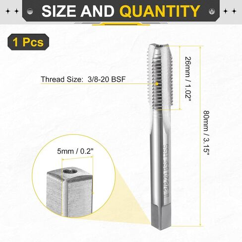 uxcell Hand Bottom Tap 3/8-20 BSF 2B Thread Bottoming Style Threading Taps High Speed Steel HSS6542 Straight Flutes Screw Tapping Tool in Saudi Arabia
