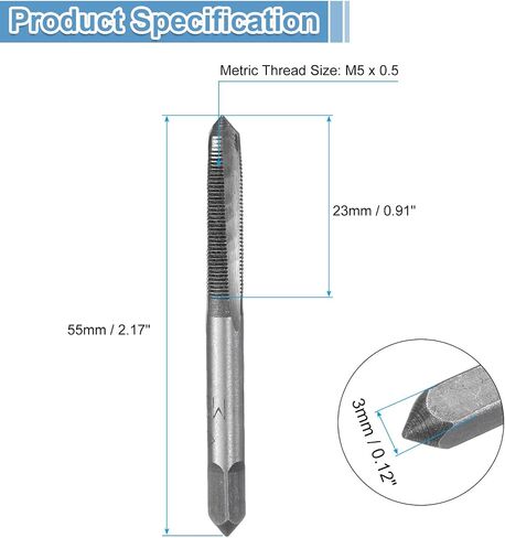 uxcell 2 set metric hand taps ، m5 x 0.5 H2 Thread taper + bottom tap in Saudi Arabia