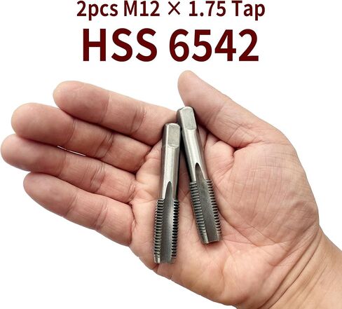 2PCS M12x1.75 TAP ، M12 1.75mm Metric Hand Thread Thore ، M12 × 1.75 مم طحن خيط فولاذي عالي السرعة مناسبة لمختلف المعادن ، M12 قطر الصنبور 12 مم ، الملعب 1.75 ملم in Kuwait